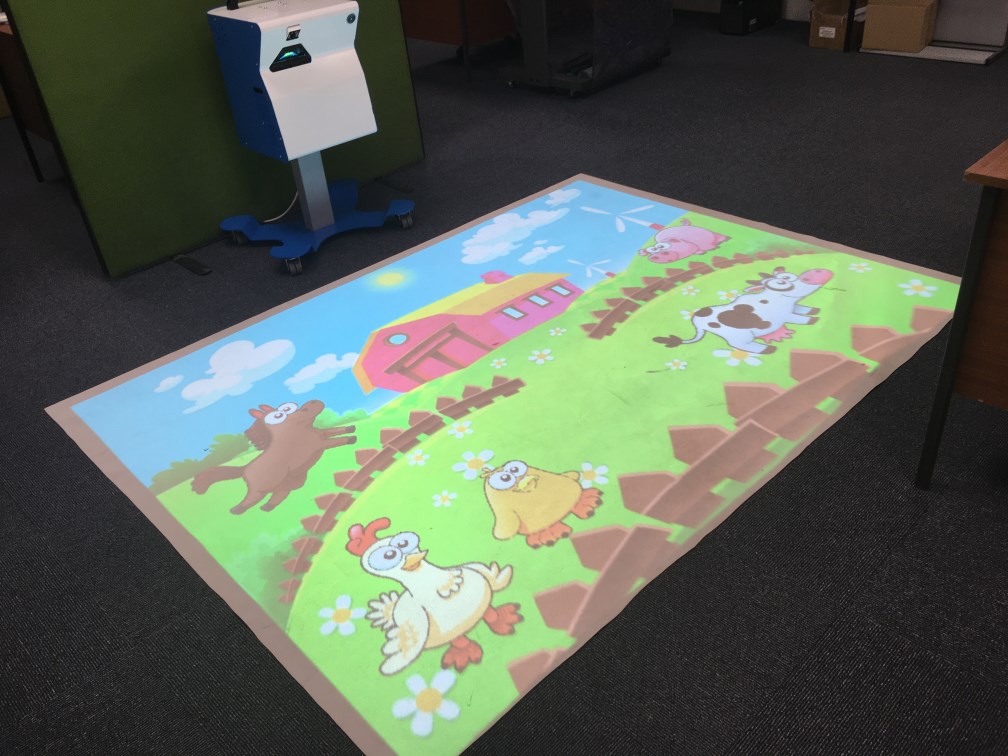 SENse Flex interactive projection being used as a large interactive floor system