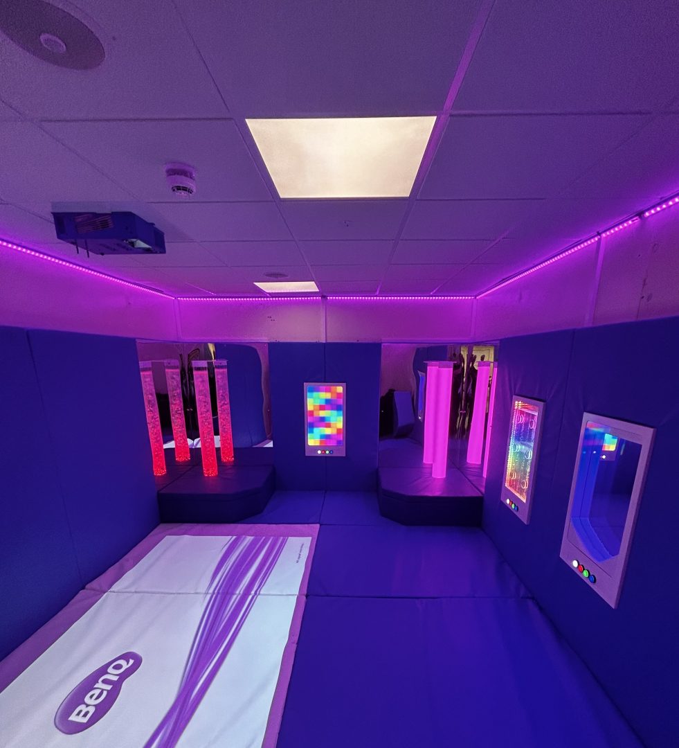 SENse Tile discreetly installed into the ceiling of a Sensory Room, providing an interactive floor