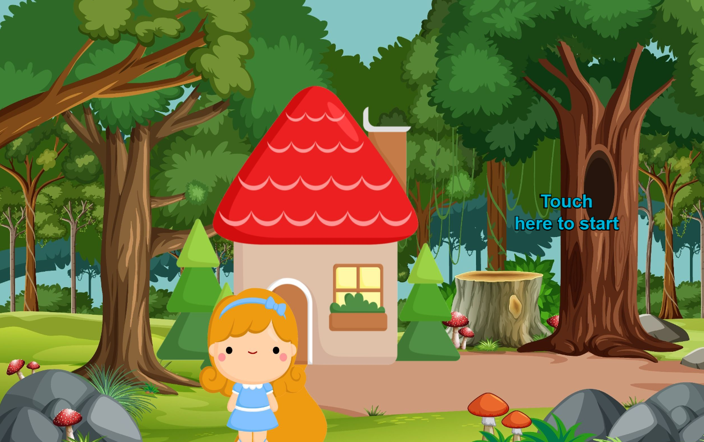 Cartoon type image of goldilocks and the three bears, this is an example of what can be created in the storyboard activity within the Imaginate software.