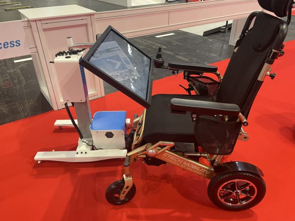 Interactive screen being used with an electric wheelchair