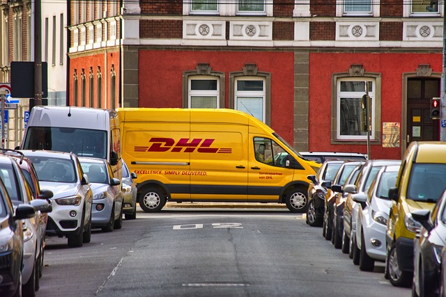 DHL Van at the bottom of a street